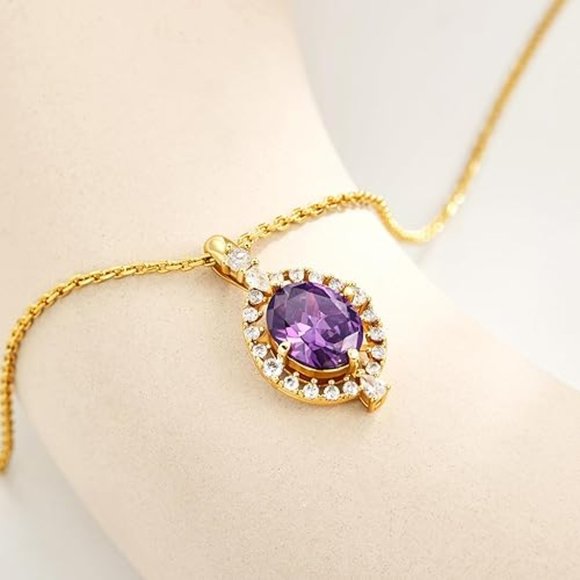 Neiman Marcus 18k Gold Plated Purple Forever Eye Necklace - Picture 4 of 5